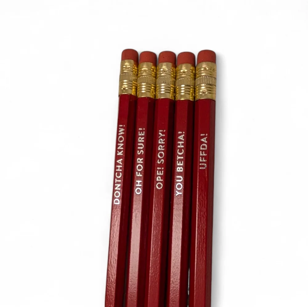 MINNESOTA Novelty Pencils 5pc Set Uffda Dontcha Know Ope You Betcha NWT